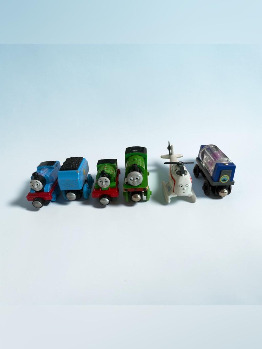 Vintage Thomas & Friends Blue, Green and White Mini Train & Vehicle Set